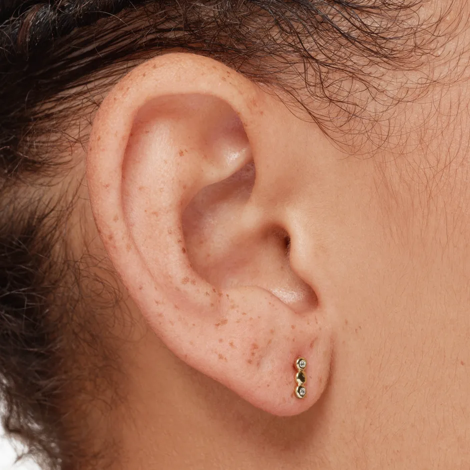 Hot Diamond Bezel Trio Stud Earrings in Gold 18k Fine Gold Plated | Earrings