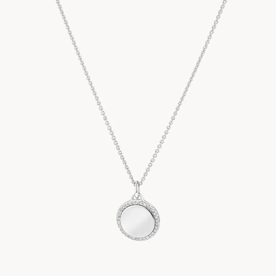 Online Diamond Disc Necklace in Silver Gifts For Him | Bridal Gifts