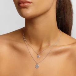 Online Diamond Disc Necklace in Silver Gifts For Him | Bridal Gifts