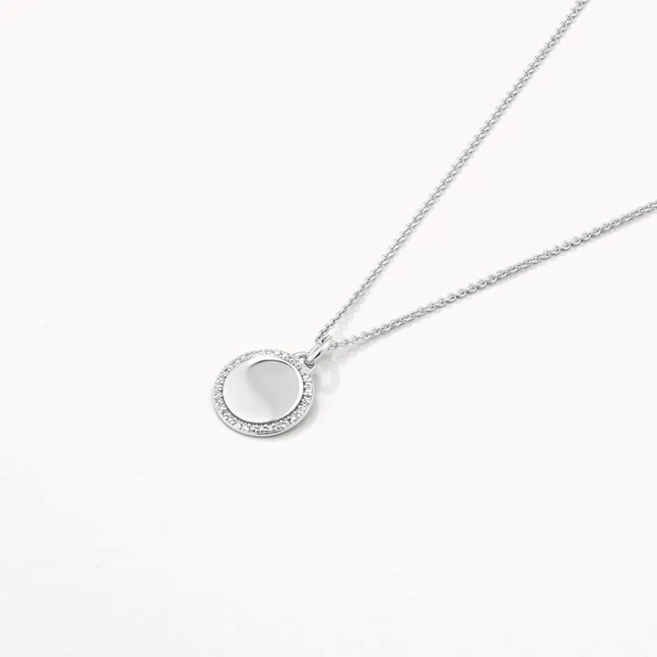 Online Diamond Disc Necklace in Silver Gifts For Him | Bridal Gifts