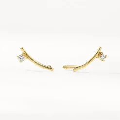 Hot Diamond Dot Bar Stud Earrings in 10k Gold Natural Diamonds | Earrings