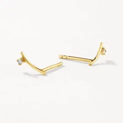 Hot Diamond Dot Bar Stud Earrings in 10k Gold Natural Diamonds | Earrings