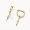 Fashion Diamond Drop Bar Charm Huggies in 10k Gold Best Selling Gifts | Gifts For Her