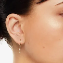 Fashion Diamond Drop Bar Charm Huggies in 10k Gold Best Selling Gifts | Gifts For Her