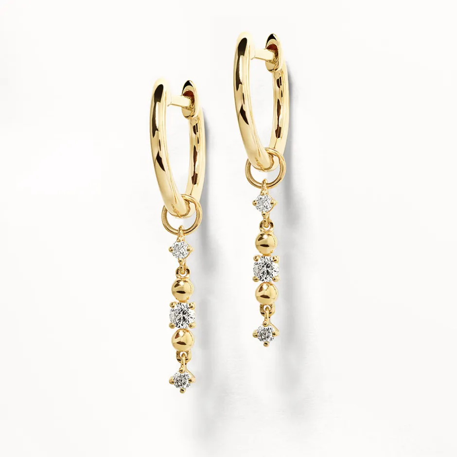 Fashion Diamond Drop Bar Charm Huggies in 10k Gold Best Selling Gifts | Gifts For Her