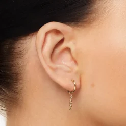 Fashion Diamond Drop Bar Charm Huggies in 10k Gold Best Selling Gifts | Gifts For Her