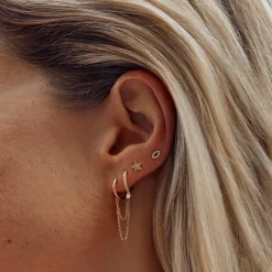 Clearance Diamond Drop Single Huggie Earring in 10k Gold Best Selling Gifts | Gifts For Her