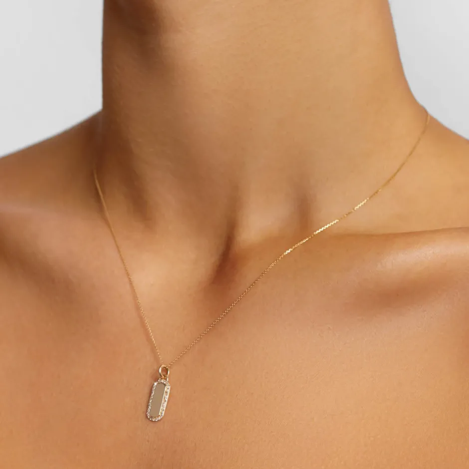 Outlet Diamond Engravable Bar Necklace in 10k Gold Bridal Gifts | Family Gifts
