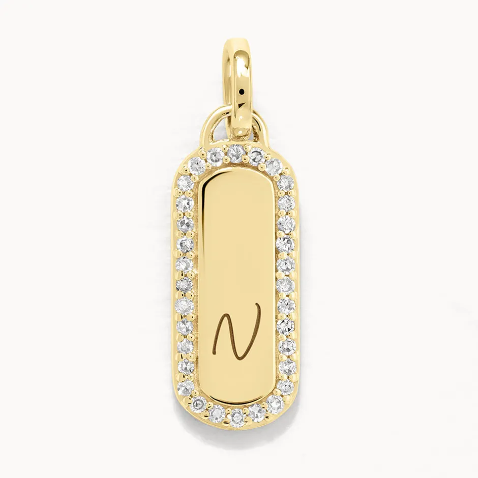 Outlet Diamond Engravable Bar Necklace in 10k Gold Bridal Gifts | Family Gifts