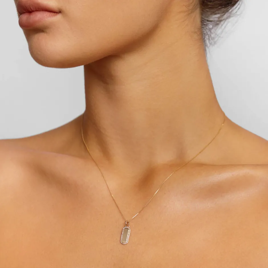 Outlet Diamond Engravable Bar Necklace in 10k Gold Bridal Gifts | Family Gifts