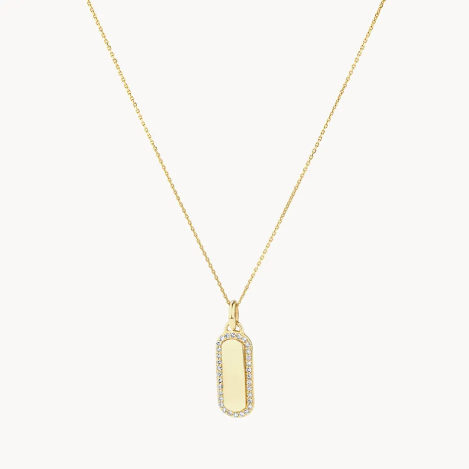 Outlet Diamond Engravable Bar Necklace in 10k Gold Bridal Gifts | Family Gifts
