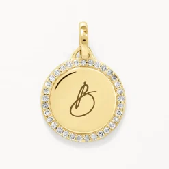 Online Diamond Engravable Disc Necklace in 10k Gold Bridal Gifts | Family Gifts