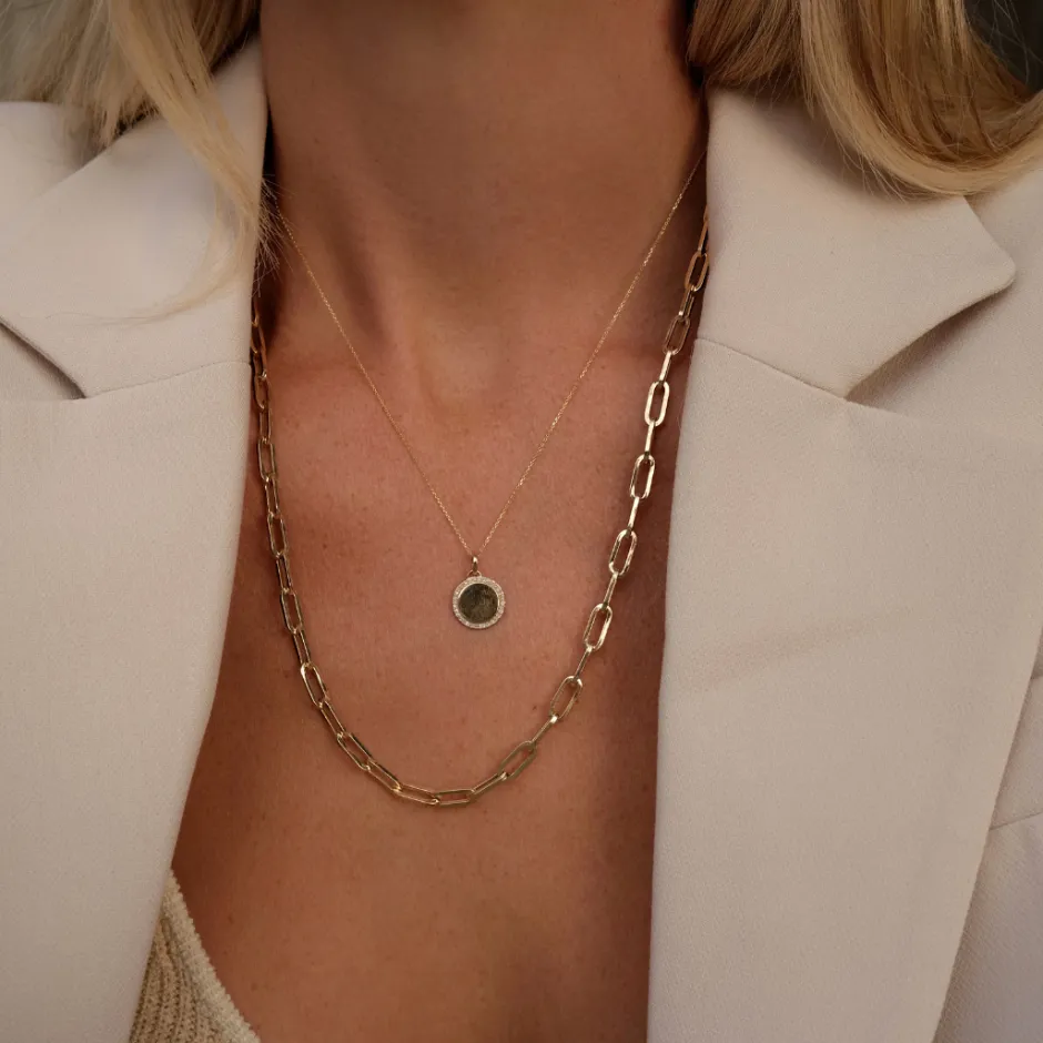 Online Diamond Engravable Disc Necklace in 10k Gold Bridal Gifts | Family Gifts