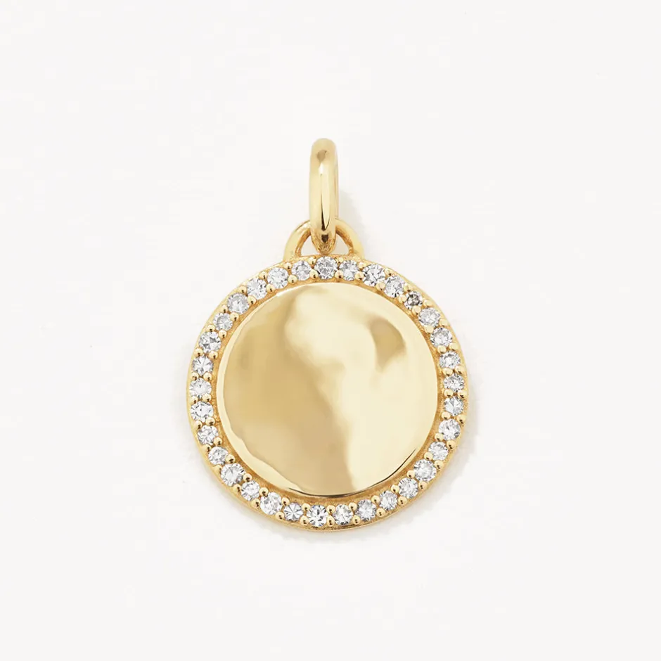 Online Diamond Engravable Disc Necklace in 10k Gold Bridal Gifts | Family Gifts