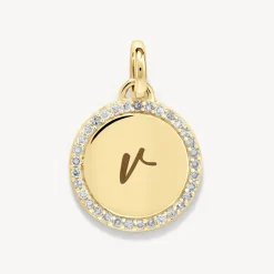 Online Diamond Engravable Disc Necklace in 10k Gold Bridal Gifts | Family Gifts