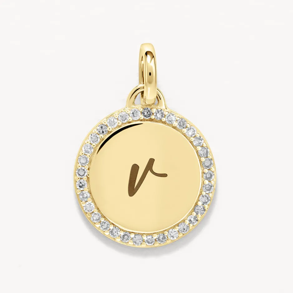 Online Diamond Engravable Disc Necklace in 10k Gold Bridal Gifts | Family Gifts
