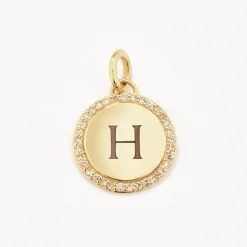 Online Diamond Engravable Disc Necklace in 10k Gold Bridal Gifts | Family Gifts