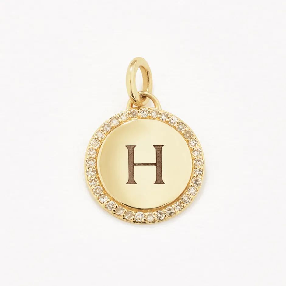 Online Diamond Engravable Disc Necklace in 10k Gold Bridal Gifts | Family Gifts