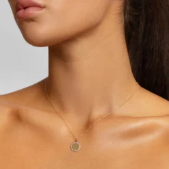 Online Diamond Engravable Disc Necklace in 10k Gold Bridal Gifts | Family Gifts