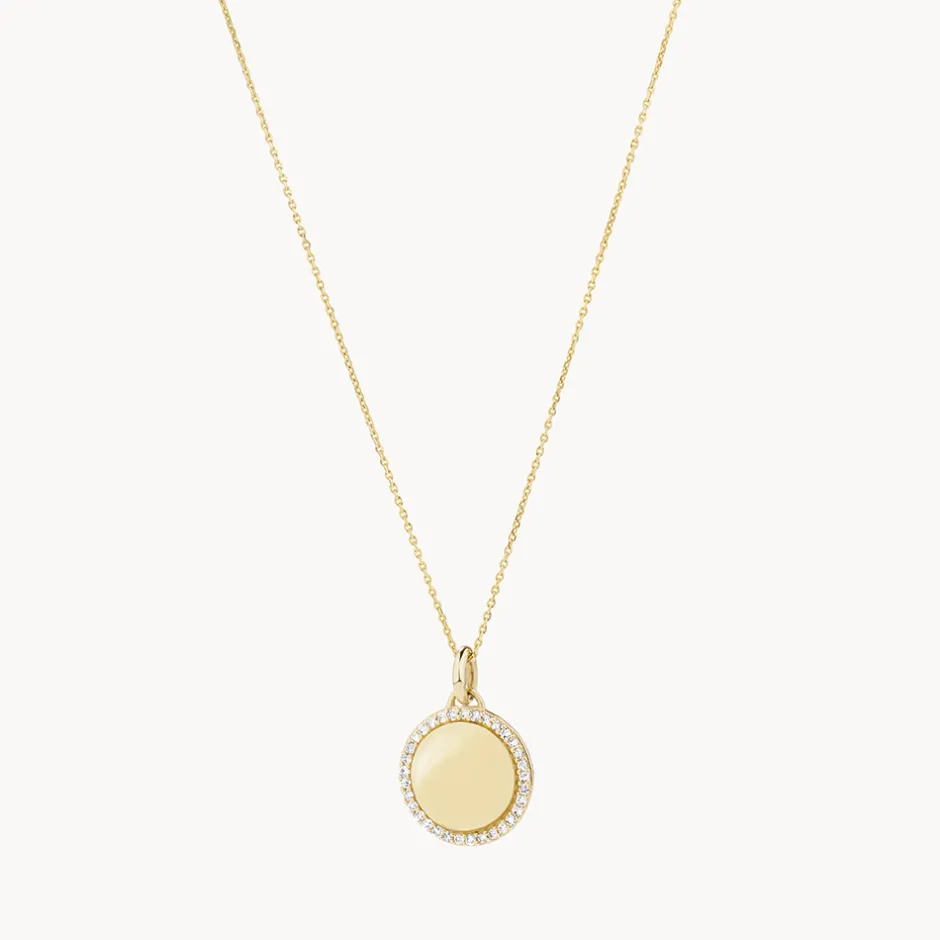Online Diamond Engravable Disc Necklace in 10k Gold Bridal Gifts | Family Gifts