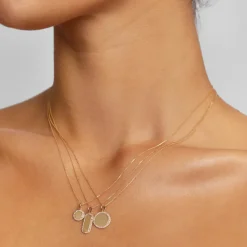 Online Diamond Engravable Disc Necklace in 10k Gold Bridal Gifts | Family Gifts