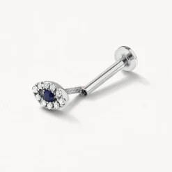 New Diamond Evil Eye Helix Single Stud Earring in Silver Symbolic Jewellery | 925 Sterling Silver