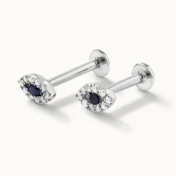 New Diamond Evil Eye Helix Single Stud Earring in Silver Symbolic Jewellery | 925 Sterling Silver