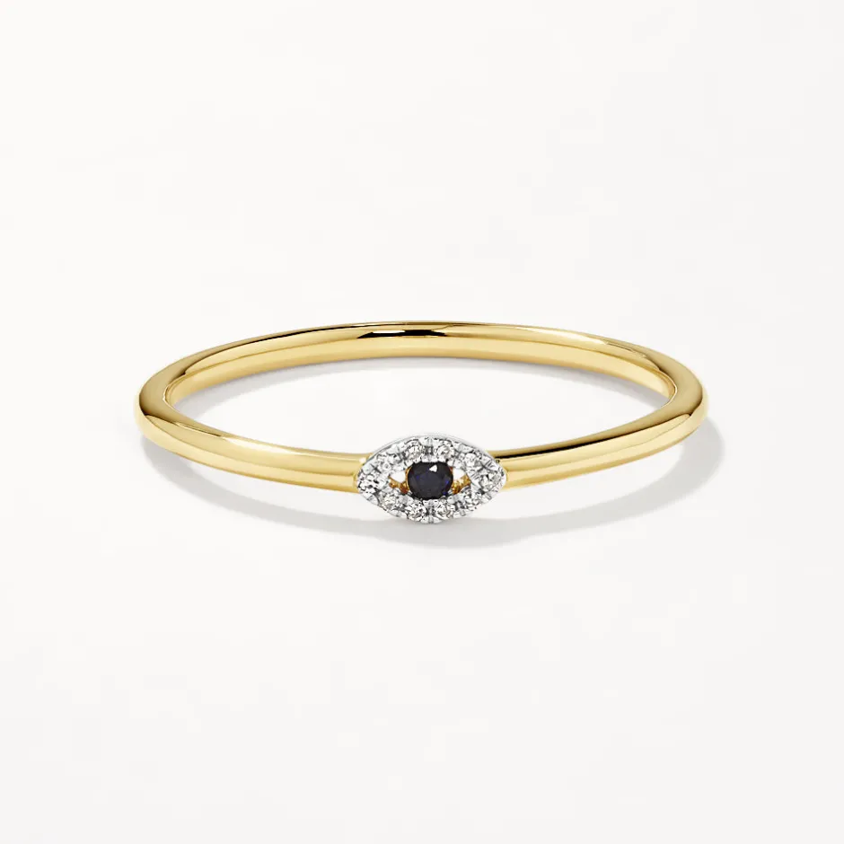 Hot Diamond Evil Eye Ring in 10k Gold Symbolic Jewellery | Natural Diamonds