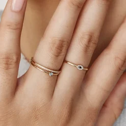 Hot Diamond Evil Eye Ring in 10k Gold Symbolic Jewellery | Natural Diamonds