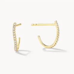 Discount Diamond Fine Wave Huggie Earrings in 10k Gold Best Selling Gifts | Under $500