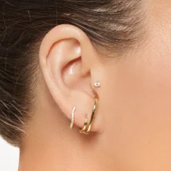 Discount Diamond Fine Wave Huggie Earrings in 10k Gold Best Selling Gifts | Under $500