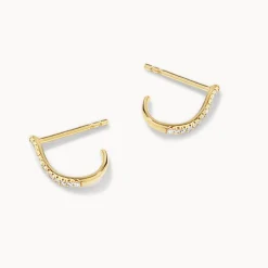 Discount Diamond Fine Wave Huggie Earrings in 10k Gold Best Selling Gifts | Under $500