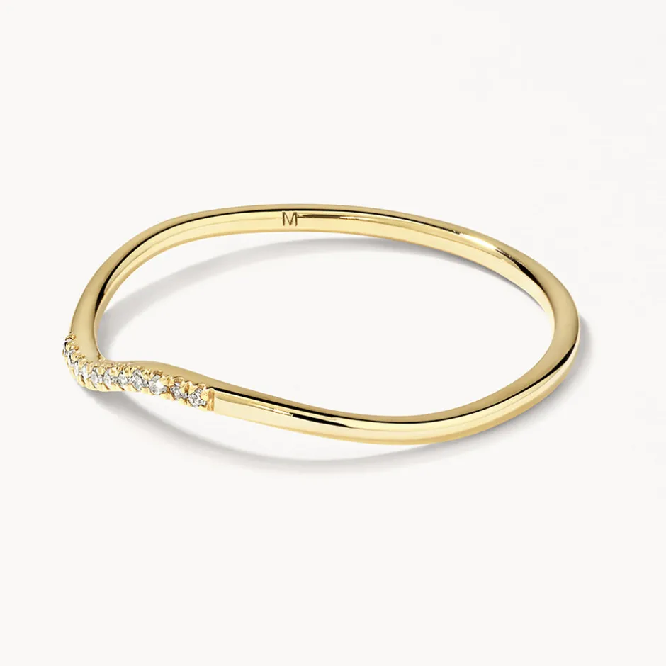 Fashion Diamond Fine Wave Stacker Ring in 10k Gold Best Selling Gifts | Under $300