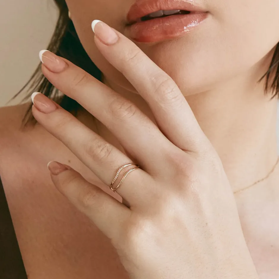 Fashion Diamond Fine Wave Stacker Ring in 10k Gold Best Selling Gifts | Under $300