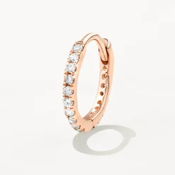 New Diamond Helix Huggie Single Earring in 10k Rose Gold Natural Diamonds | 10k Rose Gold