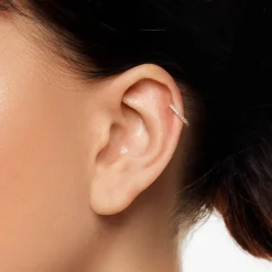New Diamond Helix Huggie Single Earring in 10k Rose Gold Natural Diamonds | 10k Rose Gold