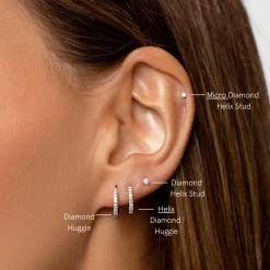 Online Diamond Helix Huggie Single Earring in Silver Gifts For Him | Bridal Gifts