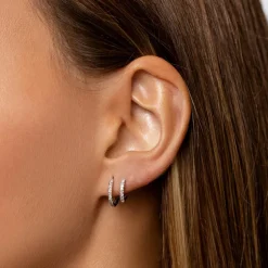 Online Diamond Helix Huggie Single Earring in Silver Gifts For Him | Bridal Gifts