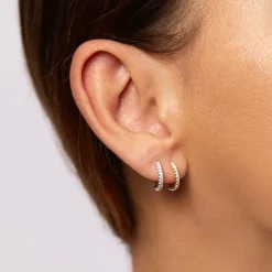 Fashion Diamond Huggie Earrings in Silver Best Selling Gifts | Gifts For Her