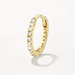 Fashion Diamond Huggie Single Earring in 10k Gold Gifts For Him | Bridal Gifts