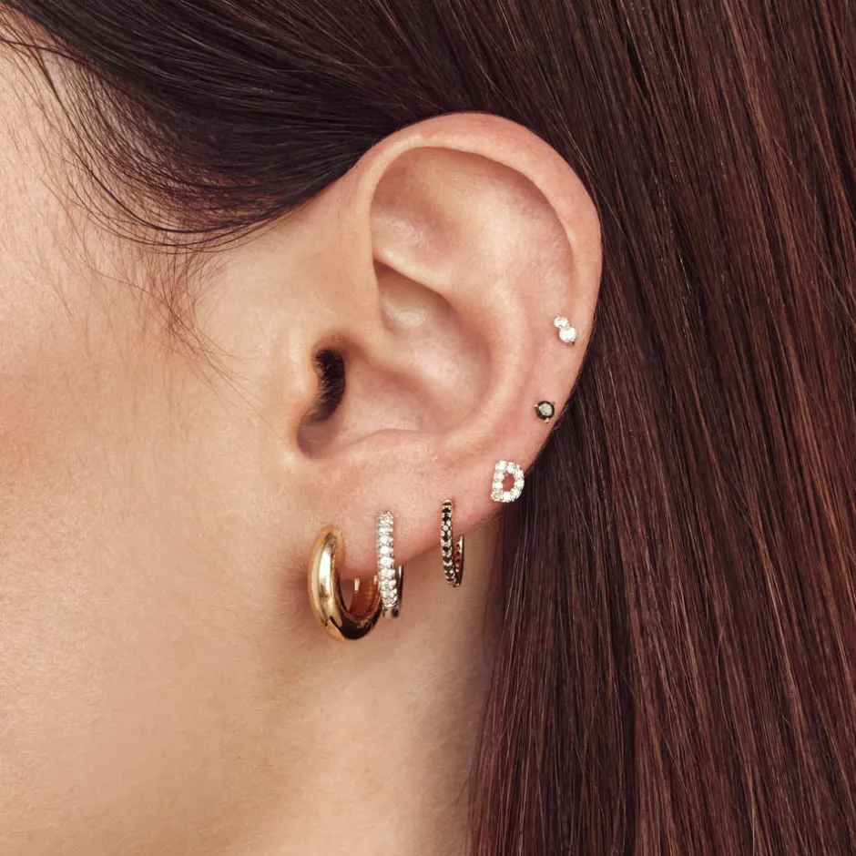 Fashion Diamond Huggie Single Earring in 10k Gold Gifts For Him | Bridal Gifts