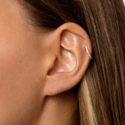 Fashion Diamond Huggie Single Earring in 10k Gold Gifts For Him | Bridal Gifts