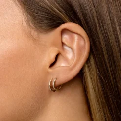 Fashion Diamond Huggie Single Earring in 10k Gold Gifts For Him | Bridal Gifts