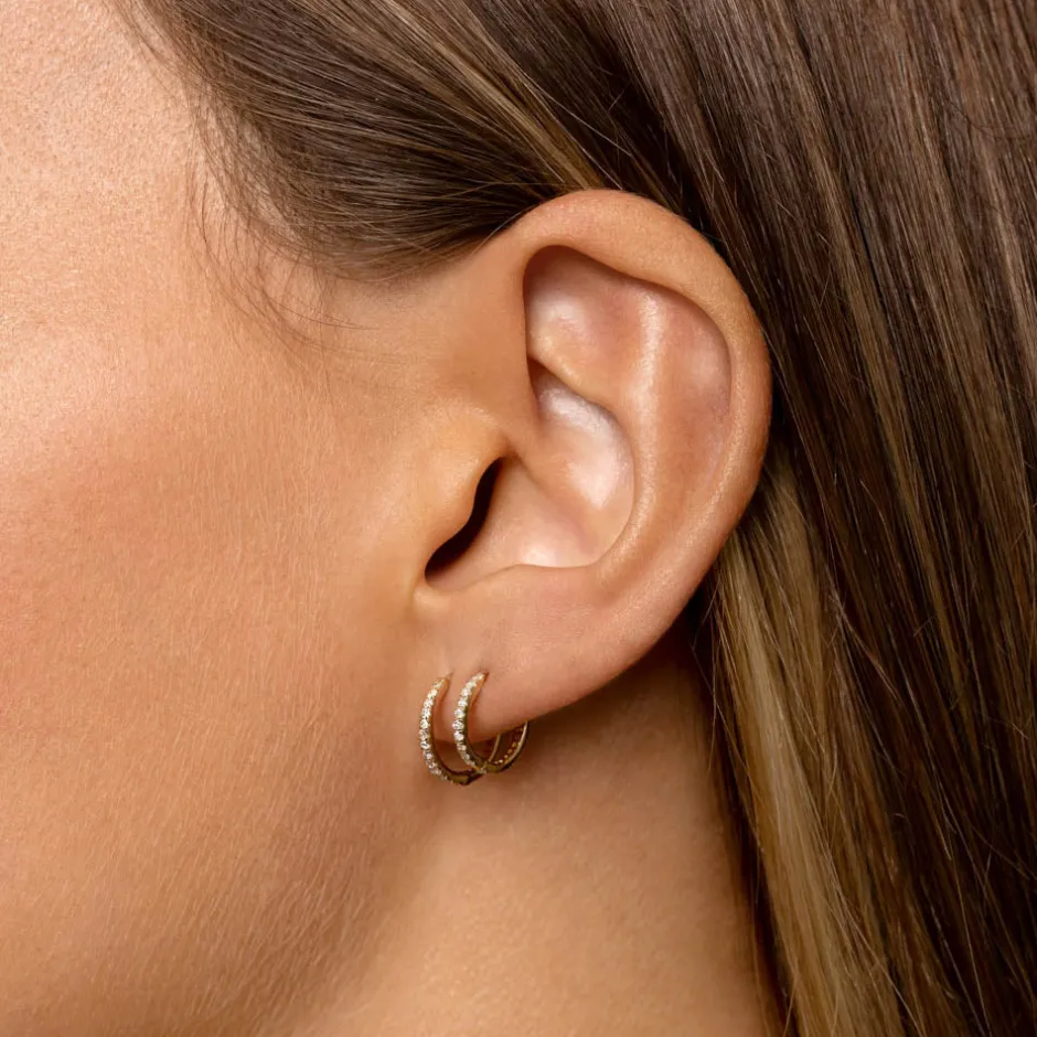 Fashion Diamond Huggie Single Earring in 10k Gold Gifts For Him | Bridal Gifts