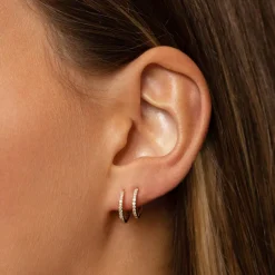 Fashion Diamond Huggie Single Earring in 10k Gold Gifts For Him | Bridal Gifts