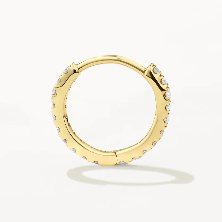 Fashion Diamond Huggie Single Earring in 10k Gold Gifts For Him | Bridal Gifts