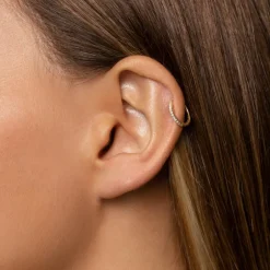 Fashion Diamond Huggie Single Earring in 10k Gold Gifts For Him | Bridal Gifts