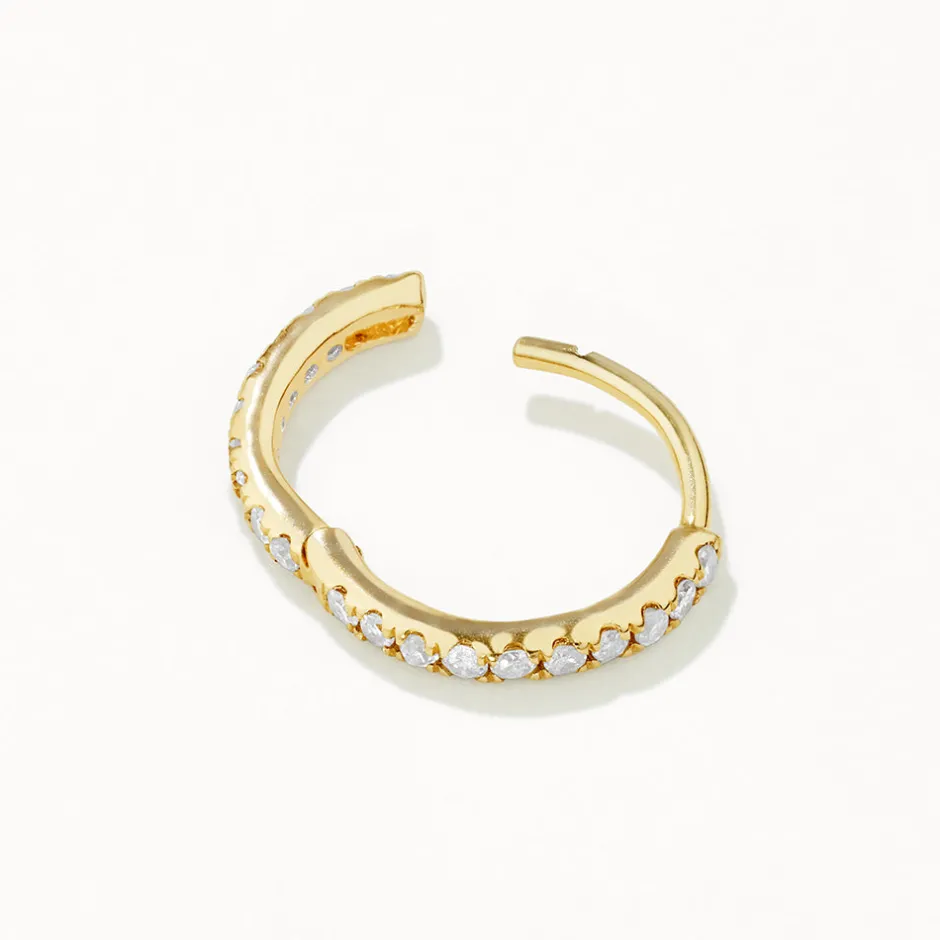 Fashion Diamond Huggie Single Earring in 10k Gold Gifts For Him | Bridal Gifts