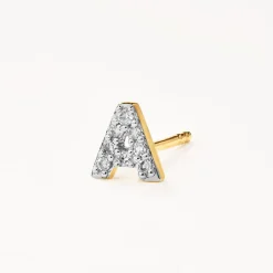 Fashion Diamond Letter A Single Stud Earring in 10k Gold Best Selling Gifts | Gifts For Her