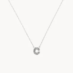 Clearance Diamond Letter C Necklace in Silver Bridal Gifts | Letter Jewellery